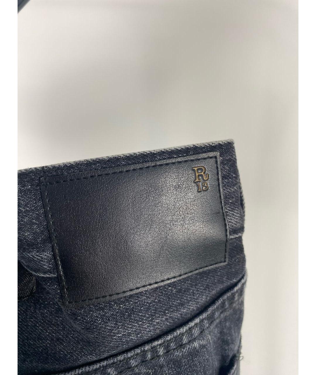 R13 Антрацитовые хлопковые прямые джинсы, фото 3
