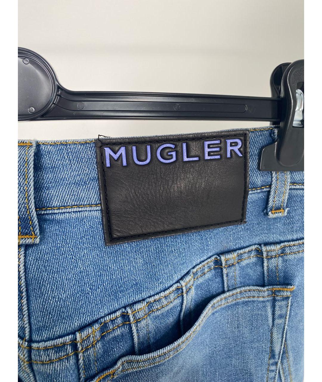 MUGLER Голубые хлопковые джинсы слим, фото 4