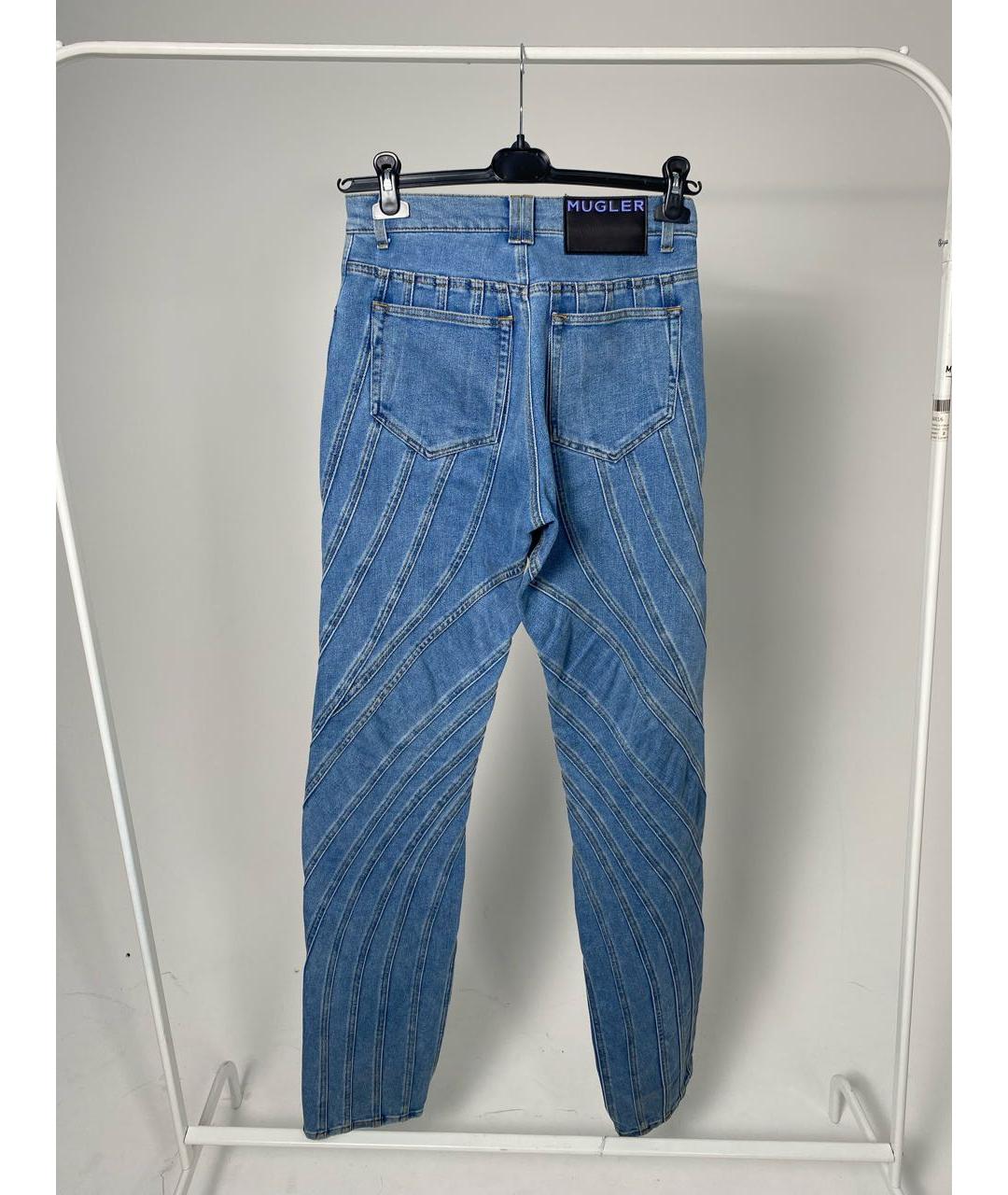 MUGLER Голубые хлопковые джинсы слим, фото 2