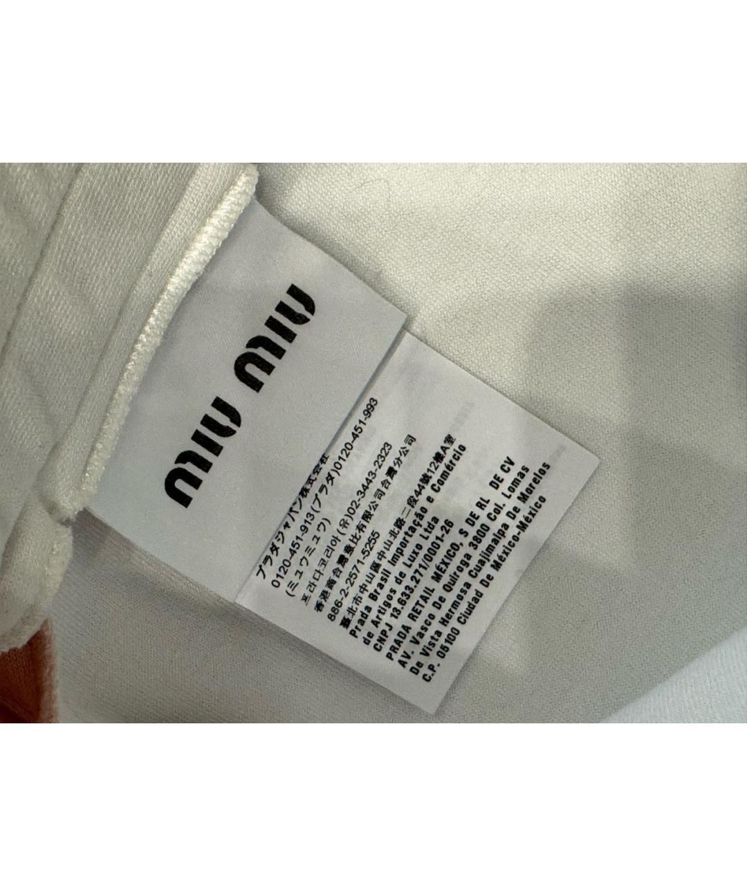 MIU MIU Белая хлопко-эластановая юбка мини, фото 3