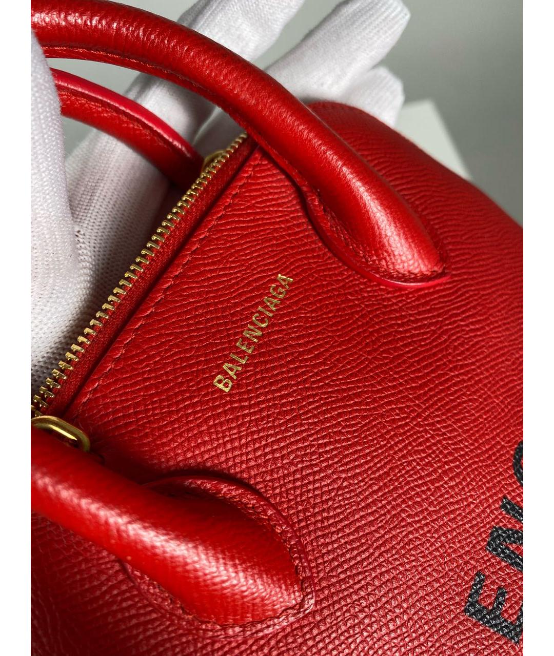 BALENCIAGA Красная кожаная сумка с короткими ручками, фото 6