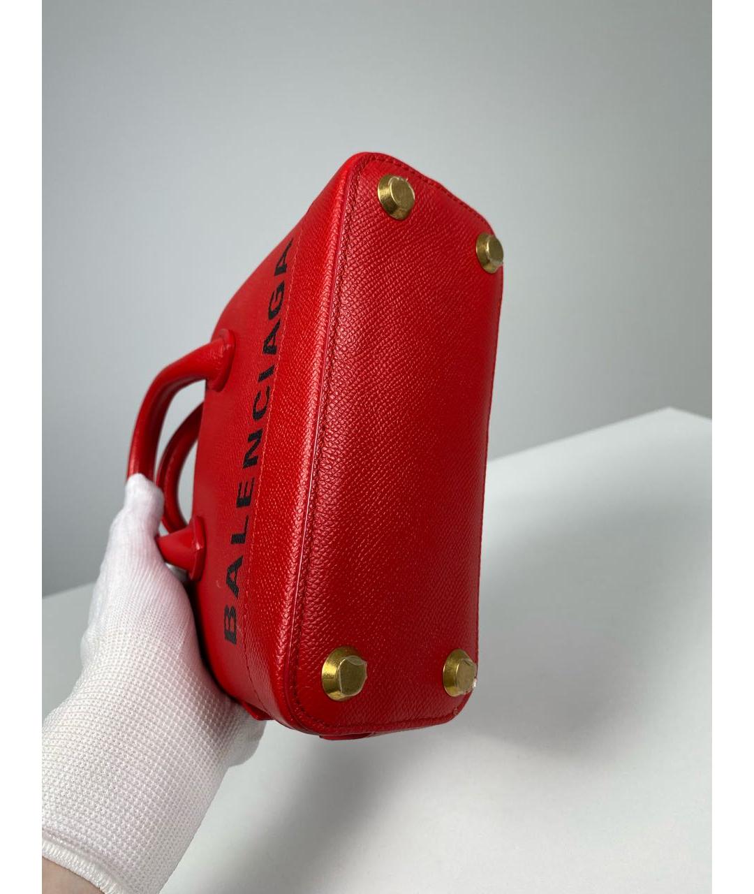 BALENCIAGA Красная кожаная сумка с короткими ручками, фото 3