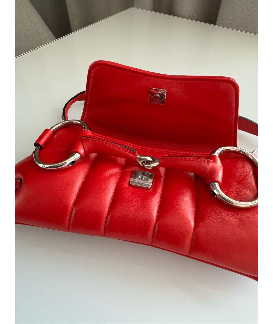 GUCCI Красная кожаная сумка с короткими ручками, фото 6