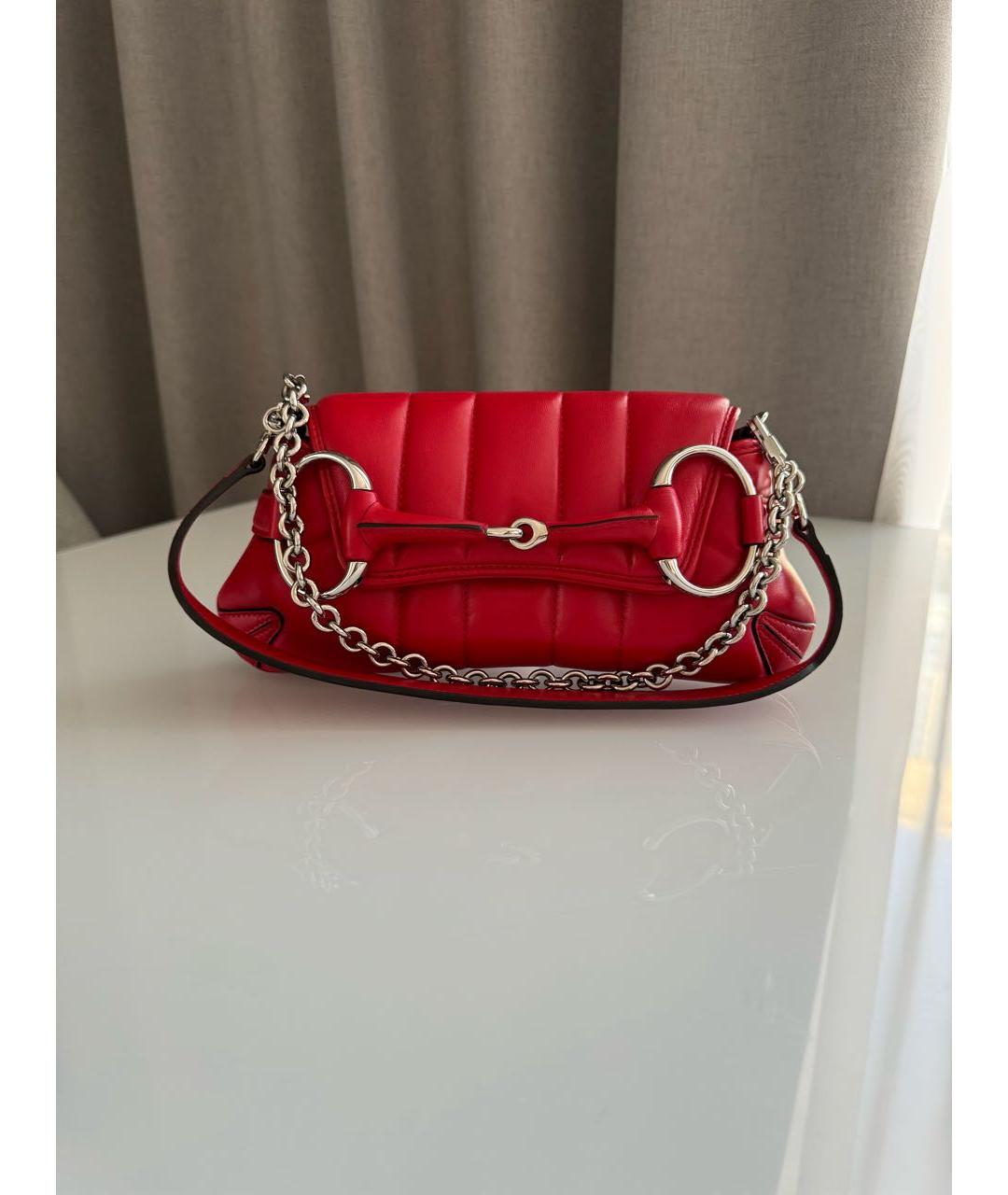 GUCCI Красная кожаная сумка с короткими ручками, фото 9