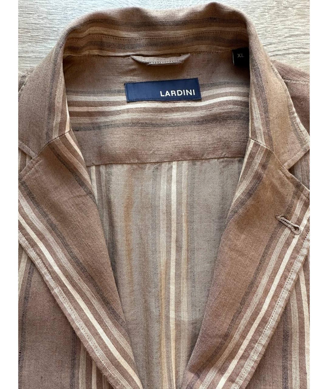 LARDINI Коричневый льняной пиджак, фото 3
