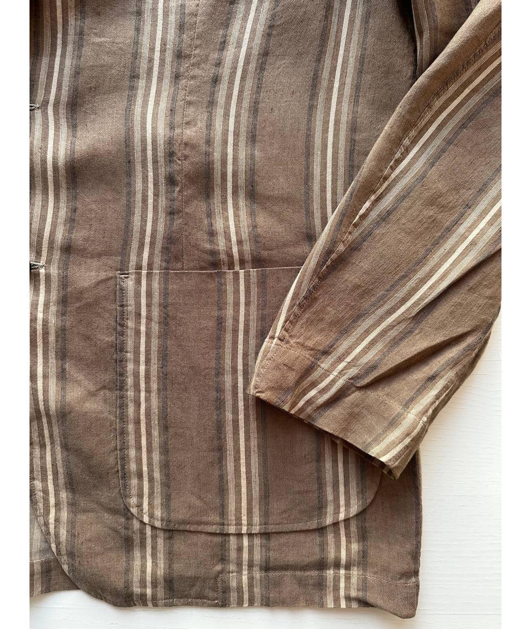 LARDINI Коричневый льняной пиджак, фото 8