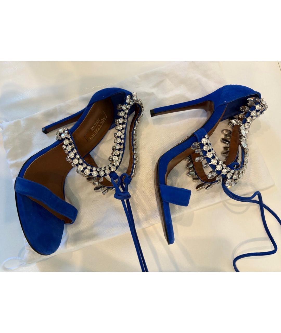 AQUAZZURA Синие замшевые босоножки, фото 5