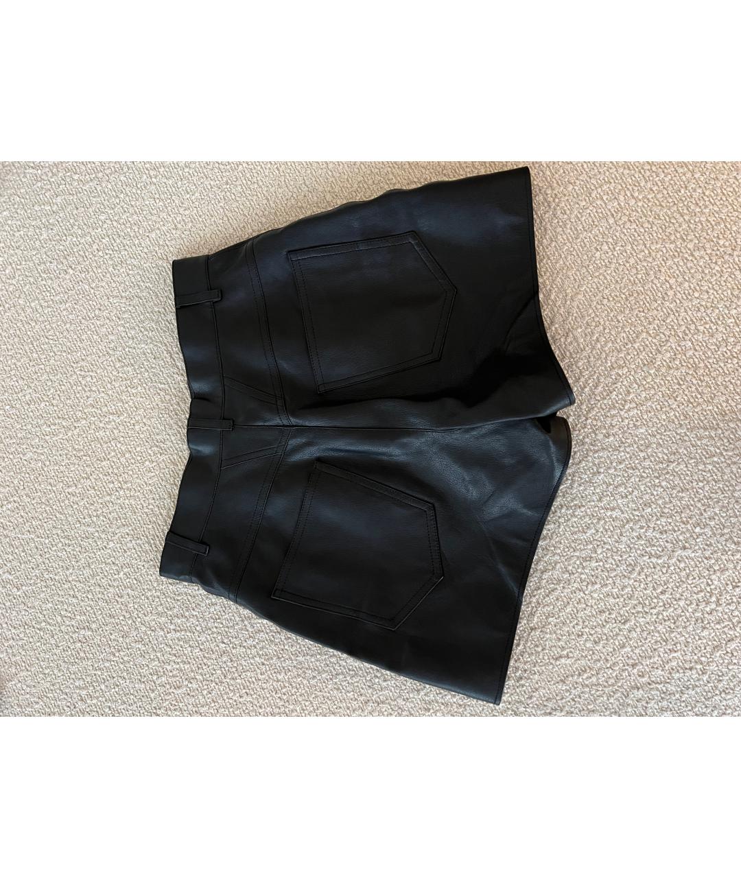 SAINT LAURENT Черные кожаные шорты, фото 2
