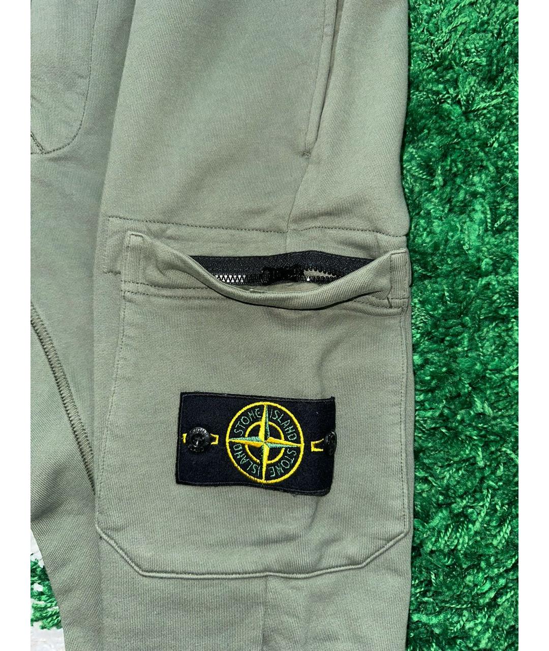 STONE ISLAND Хаки хлопковые повседневные брюки, фото 4