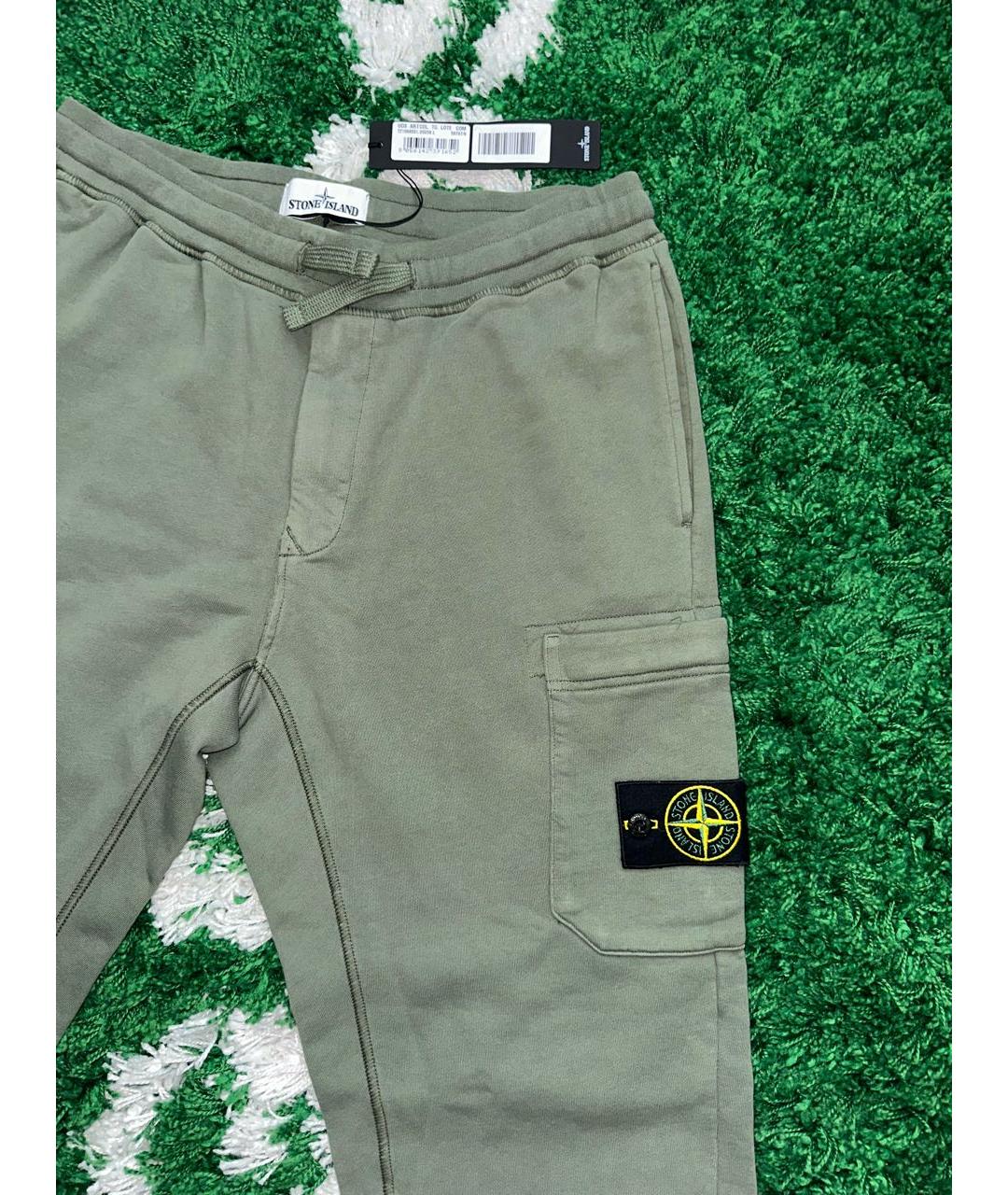 STONE ISLAND Хаки хлопковые повседневные брюки, фото 2