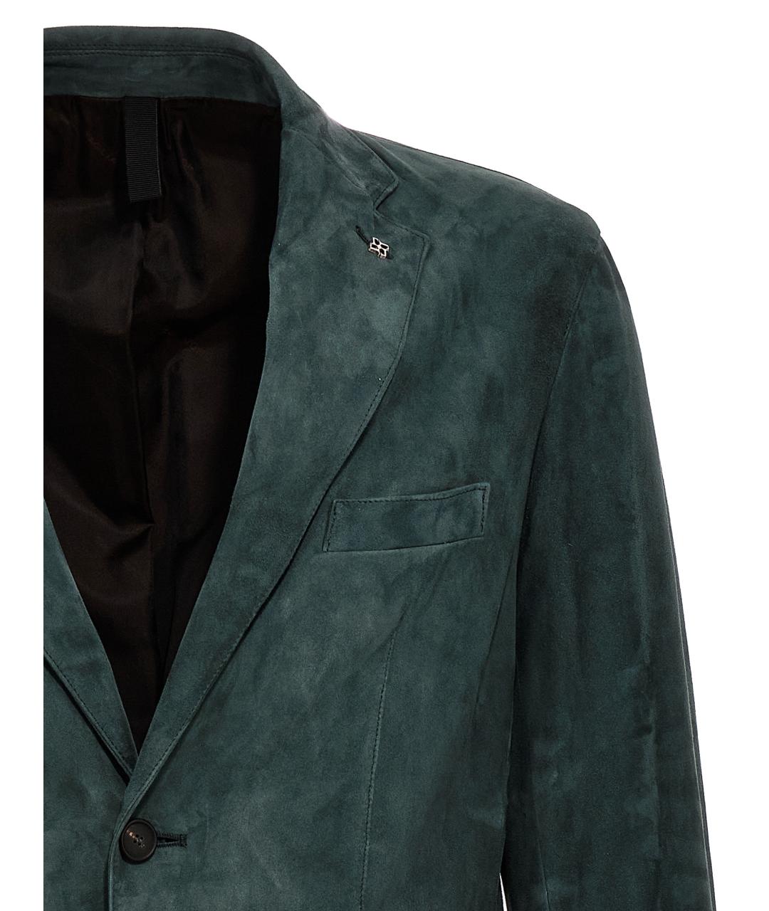 TAGLIATORE Зеленый кожаный пиджак, фото 3