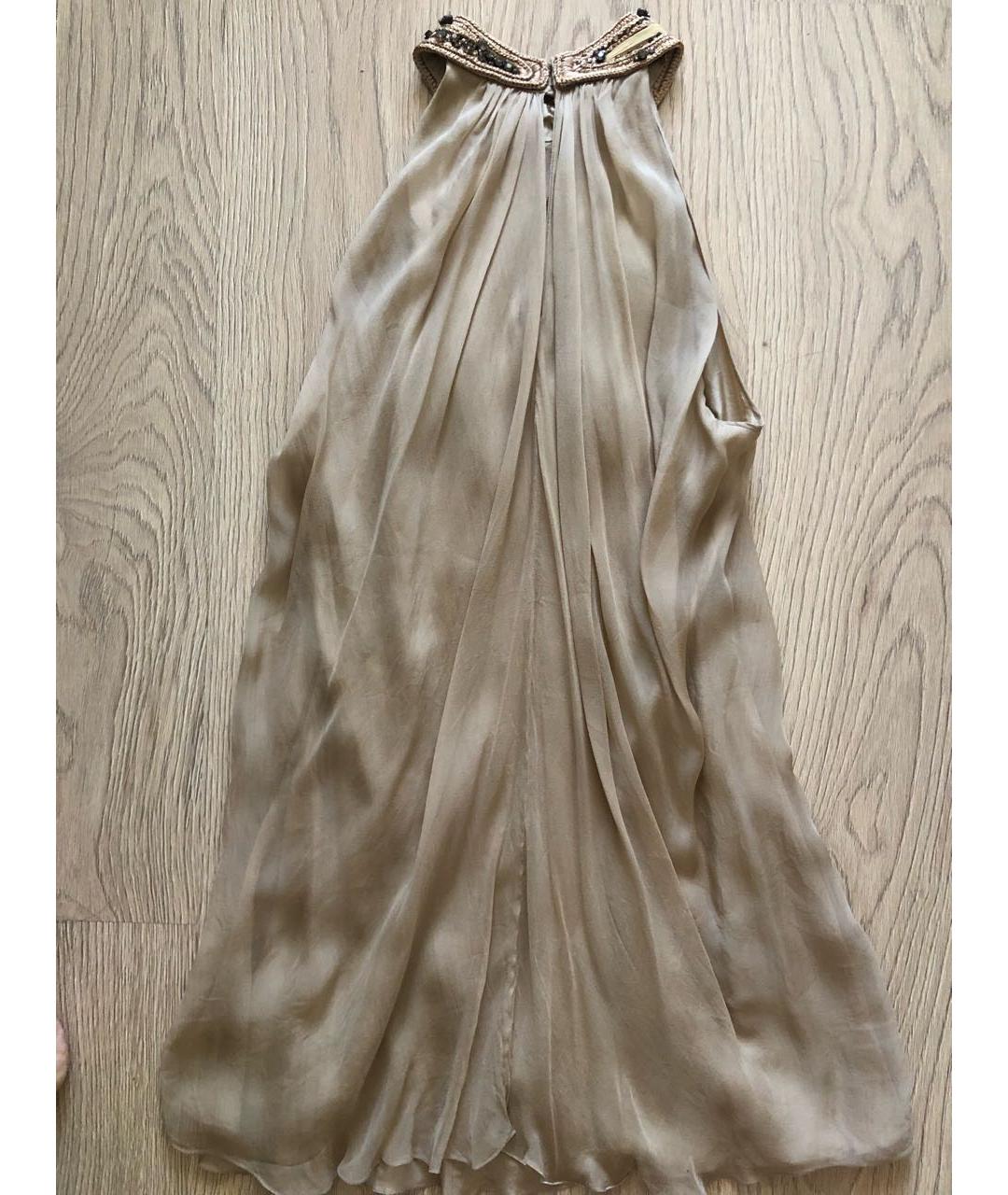 ALBERTA FERRETTI Золотое шелковое коктейльное платье, фото 2