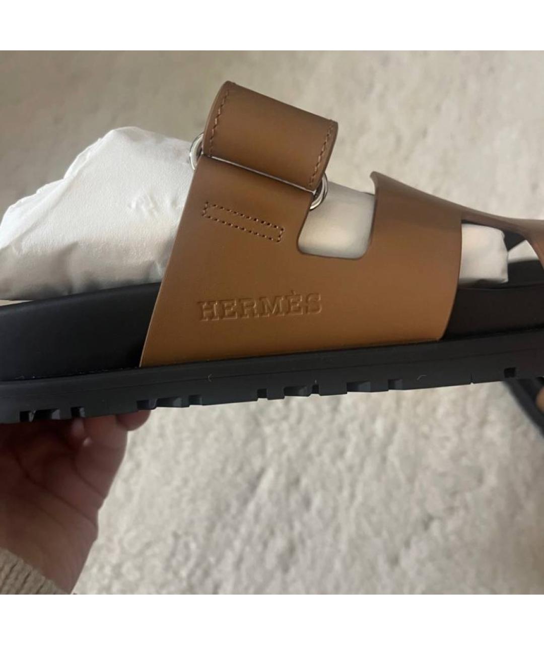 HERMES PRE-OWNED Коричневые кожаные сандалии, фото 5