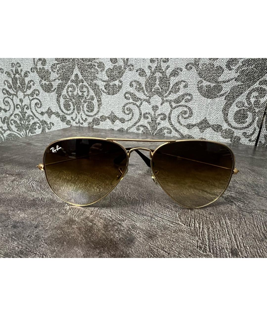 RAY BAN Золотые металлические солнцезащитные очки, фото 6