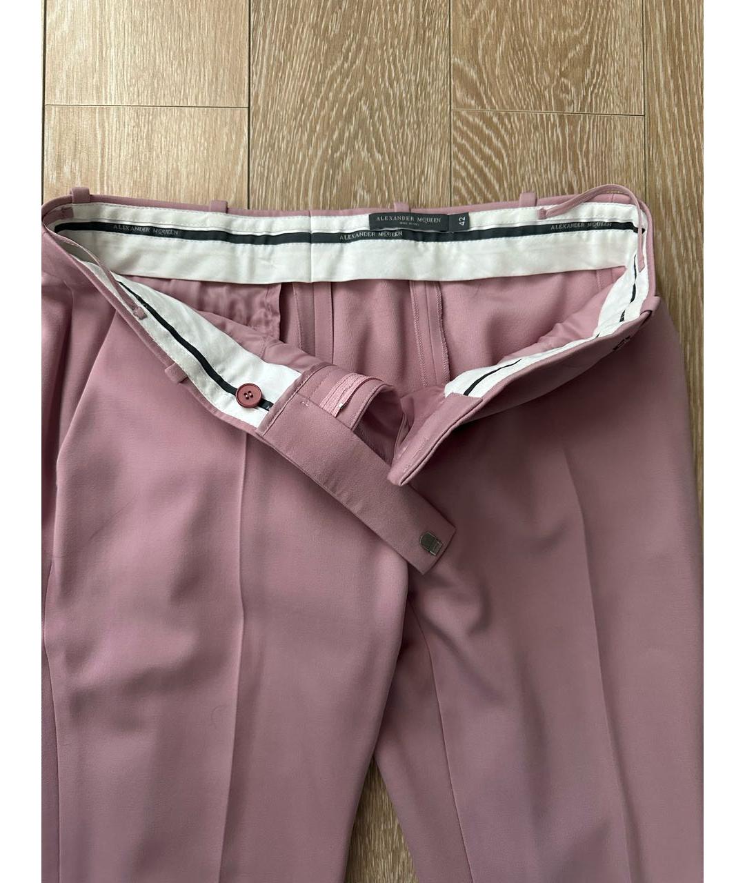 ALEXANDER MCQUEEN Розовые шерстяные брюки широкие, фото 3