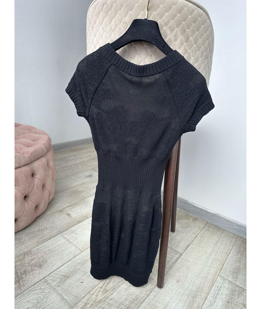 CHANEL PRE-OWNED Черное шерстяное повседневное платье, фото 3