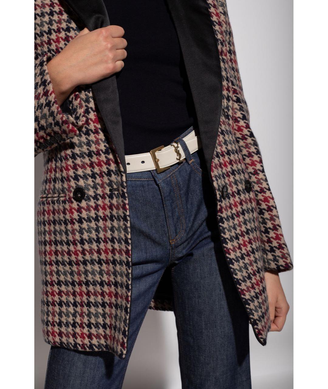 SAINT LAURENT Белый кожаный ремень, фото 7