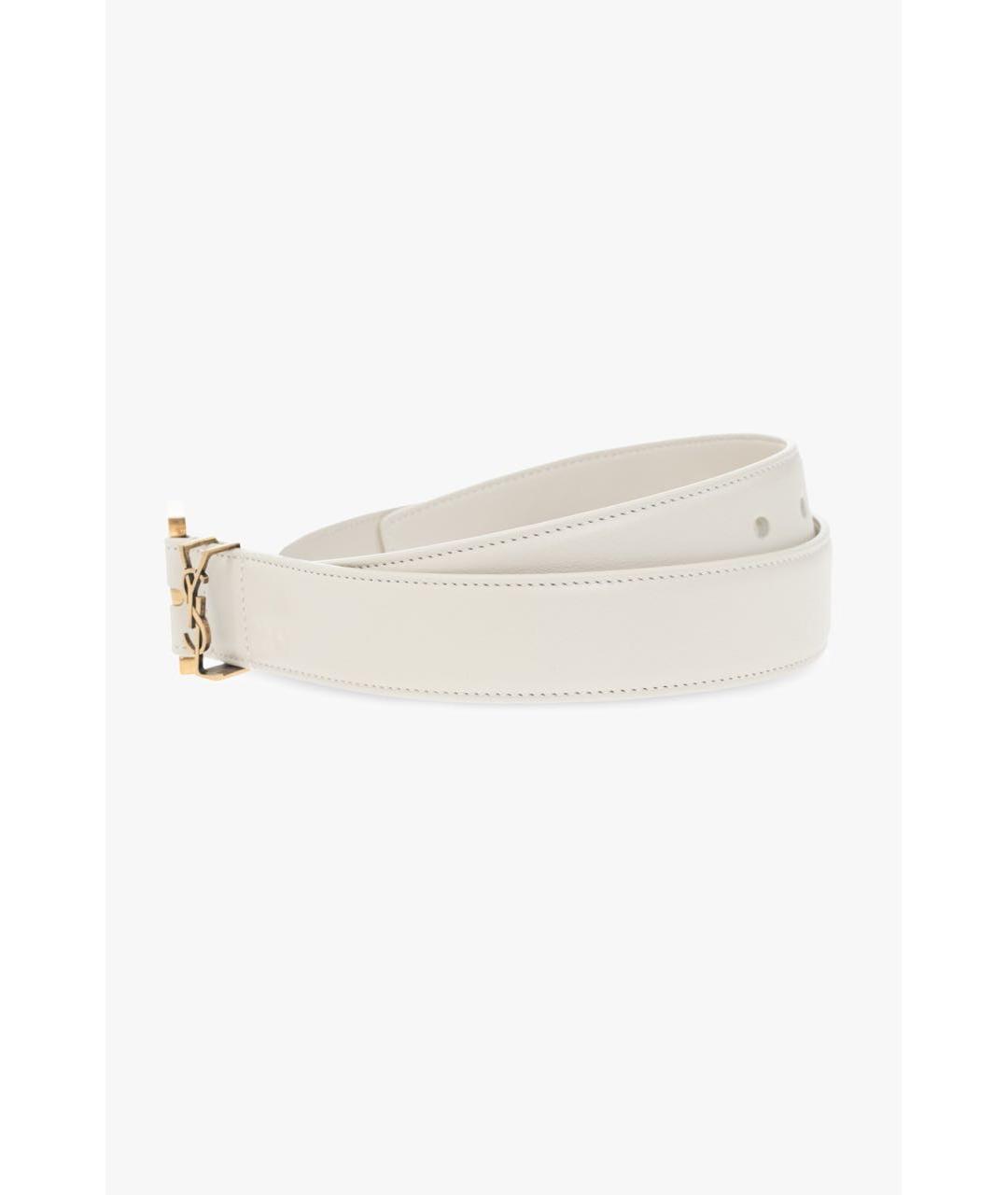 SAINT LAURENT Белый кожаный ремень, фото 6