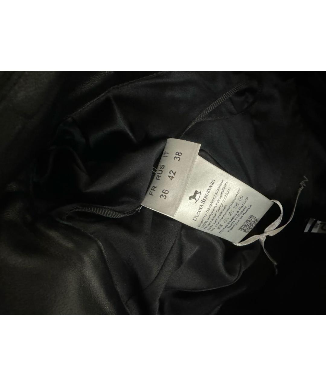 ULYANA SERGEENKO Черные кожаные шорты, фото 5