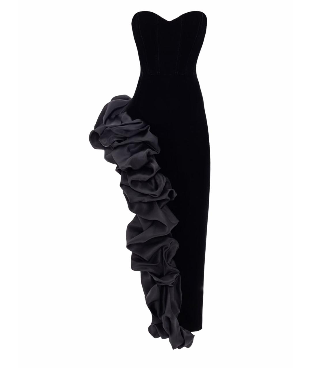 YVONNE LEON Черное бархатное вечернее платье, фото 1