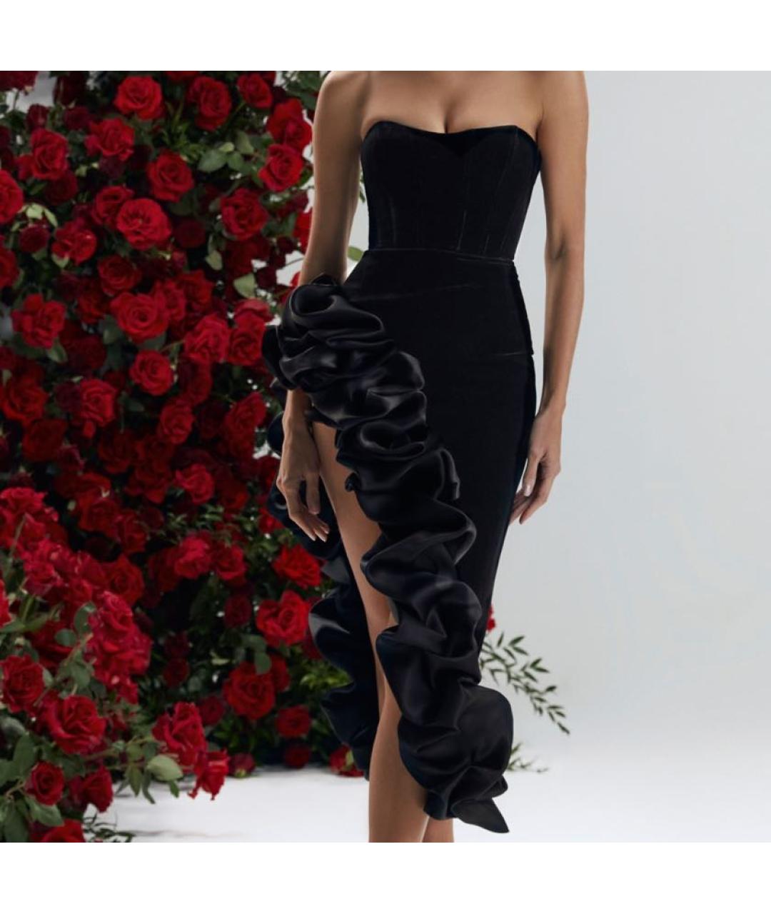 YVONNE LEON Черное бархатное вечернее платье, фото 4