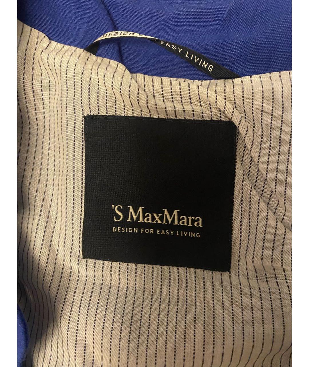 'S MAX MARA Синий льняной жакет/пиджак, фото 3