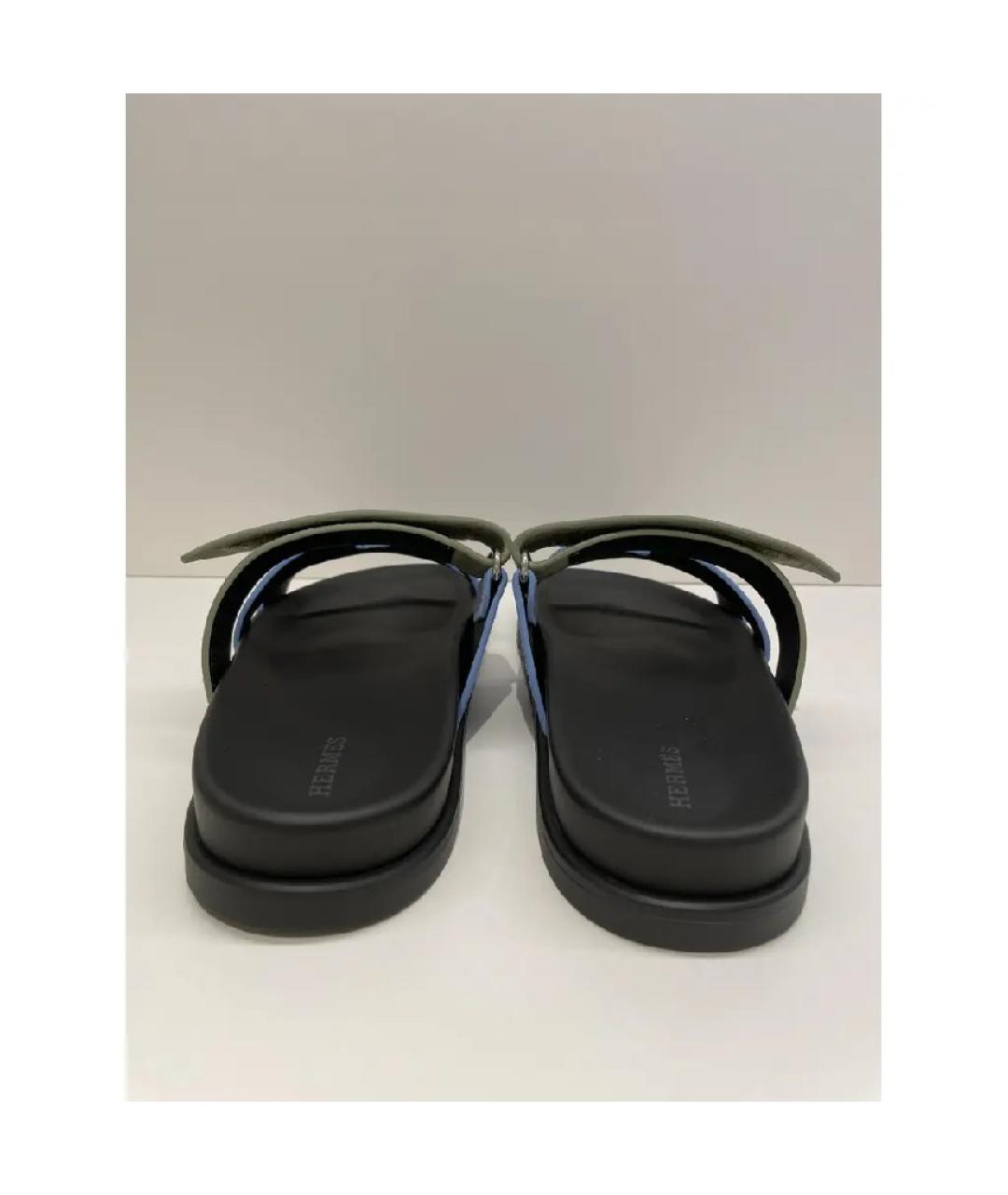 HERMES PRE-OWNED Голубые замшевые сандалии, фото 5