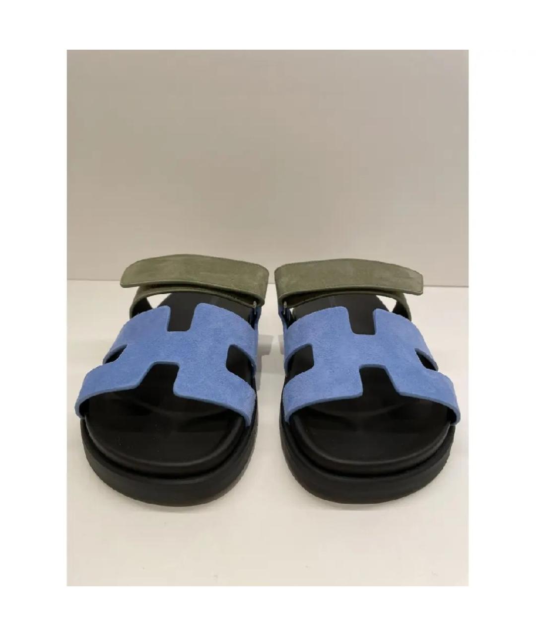 HERMES PRE-OWNED Голубые замшевые сандалии, фото 3
