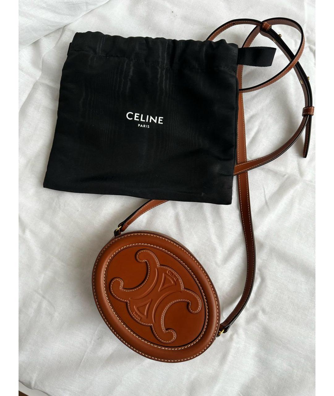 CELINE Коричневая кожаная сумка через плечо, фото 6