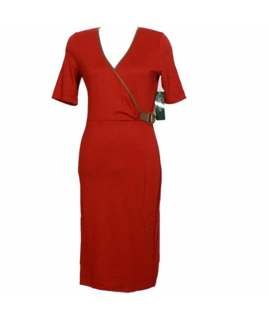 RALPH LAUREN Красное вискозное повседневное платье, фото 1
