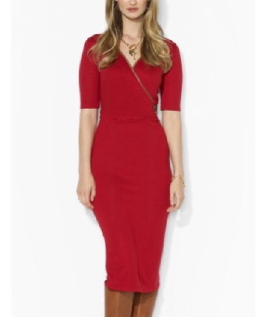 RALPH LAUREN Красное вискозное повседневное платье, фото 2