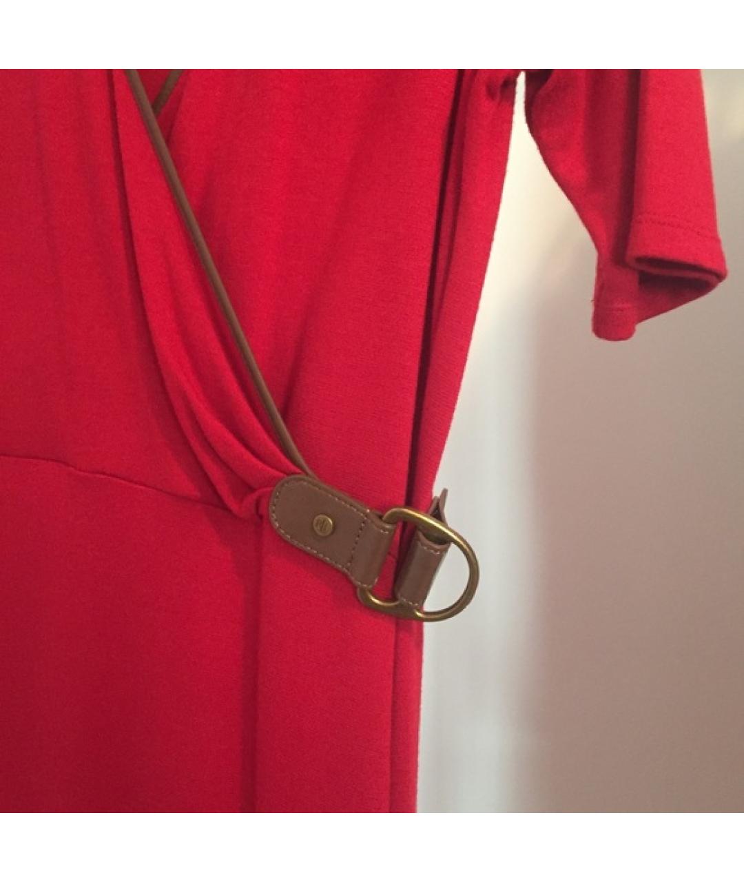 RALPH LAUREN Красное вискозное повседневное платье, фото 5