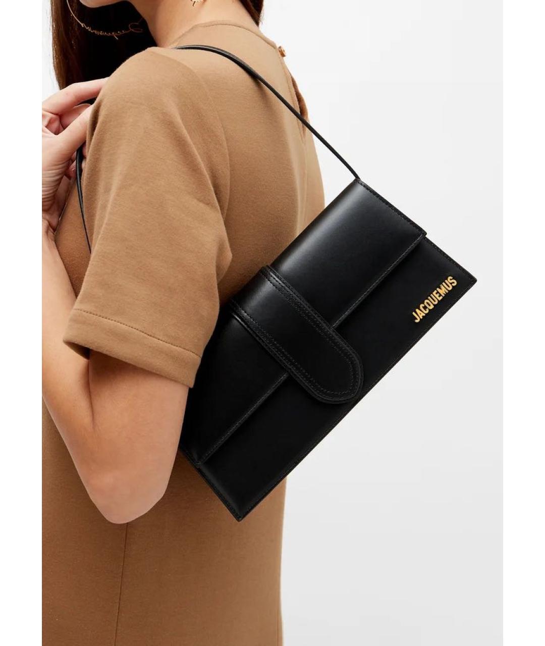 JACQUEMUS Черная кожаная сумка через плечо, фото 5