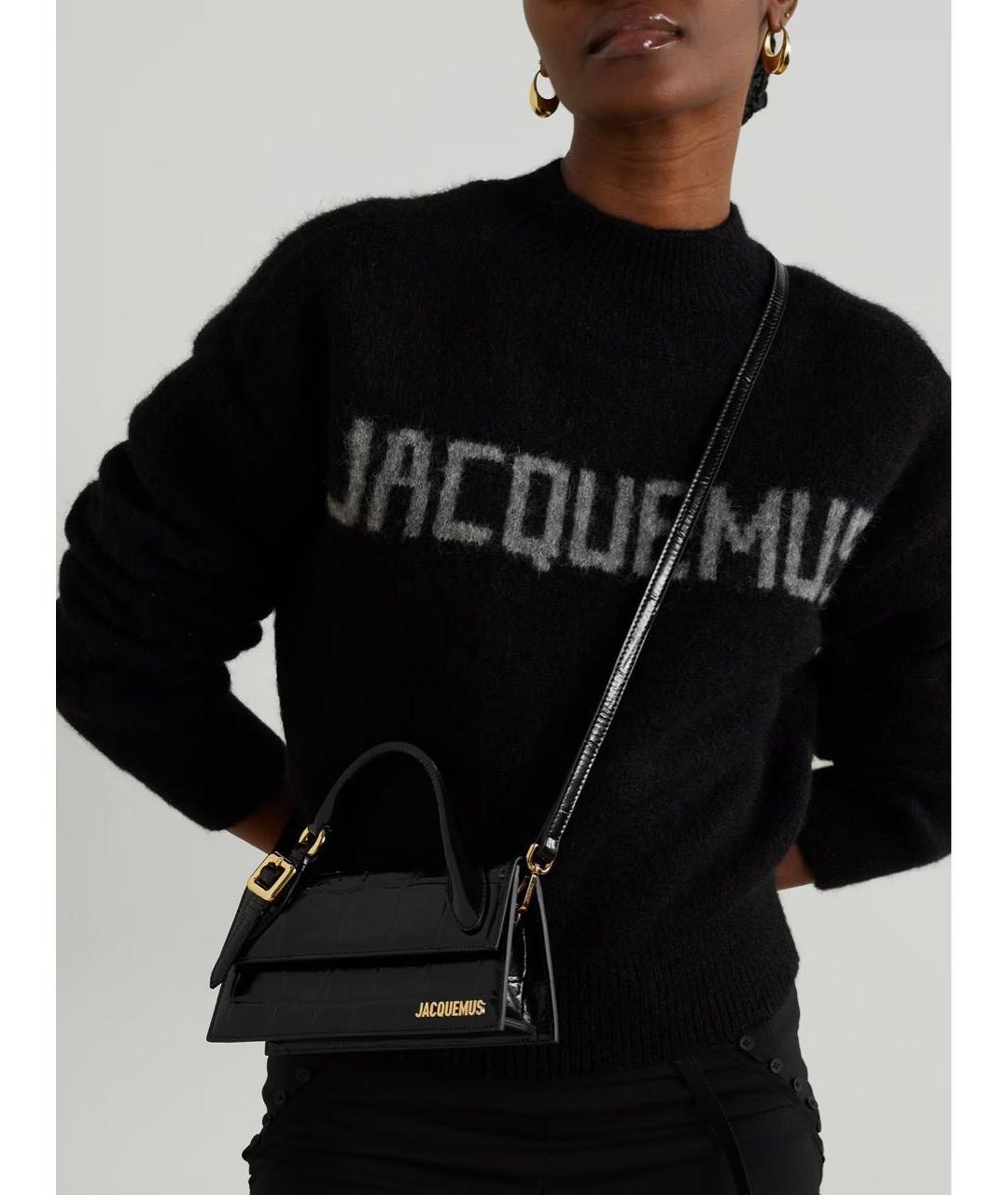 JACQUEMUS Черная кожаная сумка через плечо, фото 2
