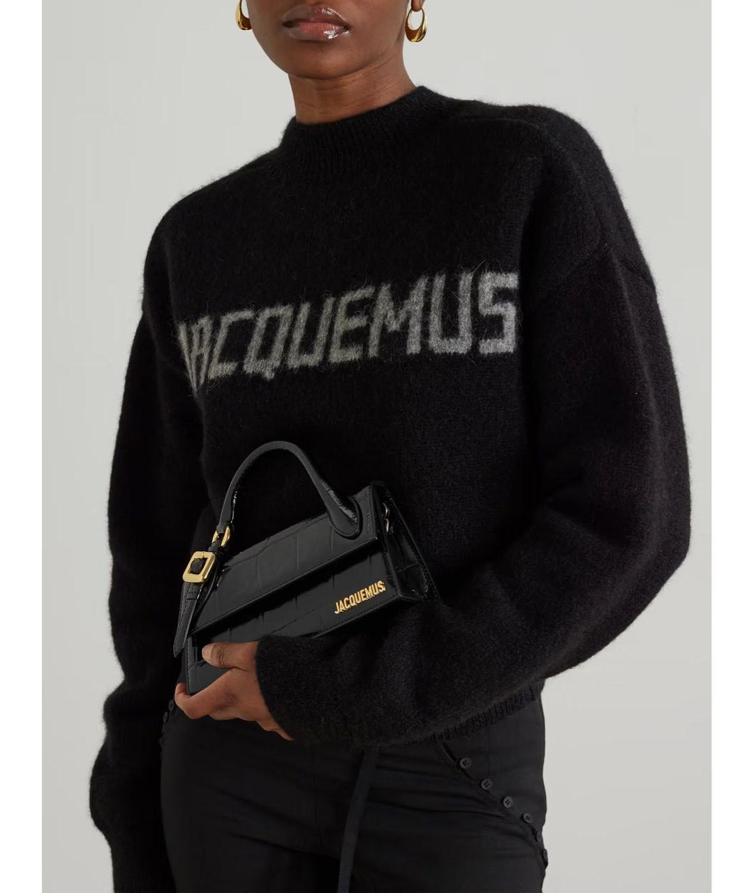 JACQUEMUS Черная кожаная сумка через плечо, фото 3