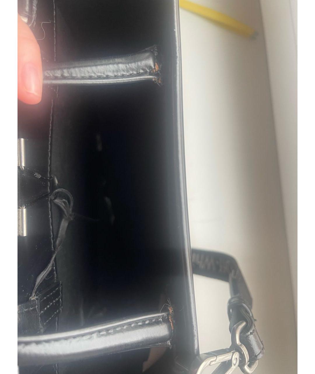 OFF-WHITE Черная кожаная сумка с короткими ручками, фото 5