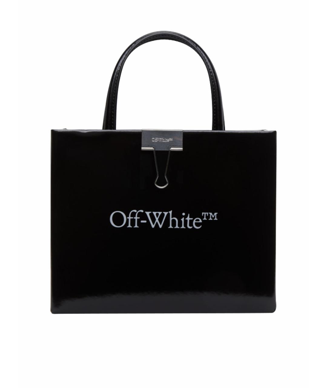 OFF-WHITE Черная кожаная сумка с короткими ручками, фото 1
