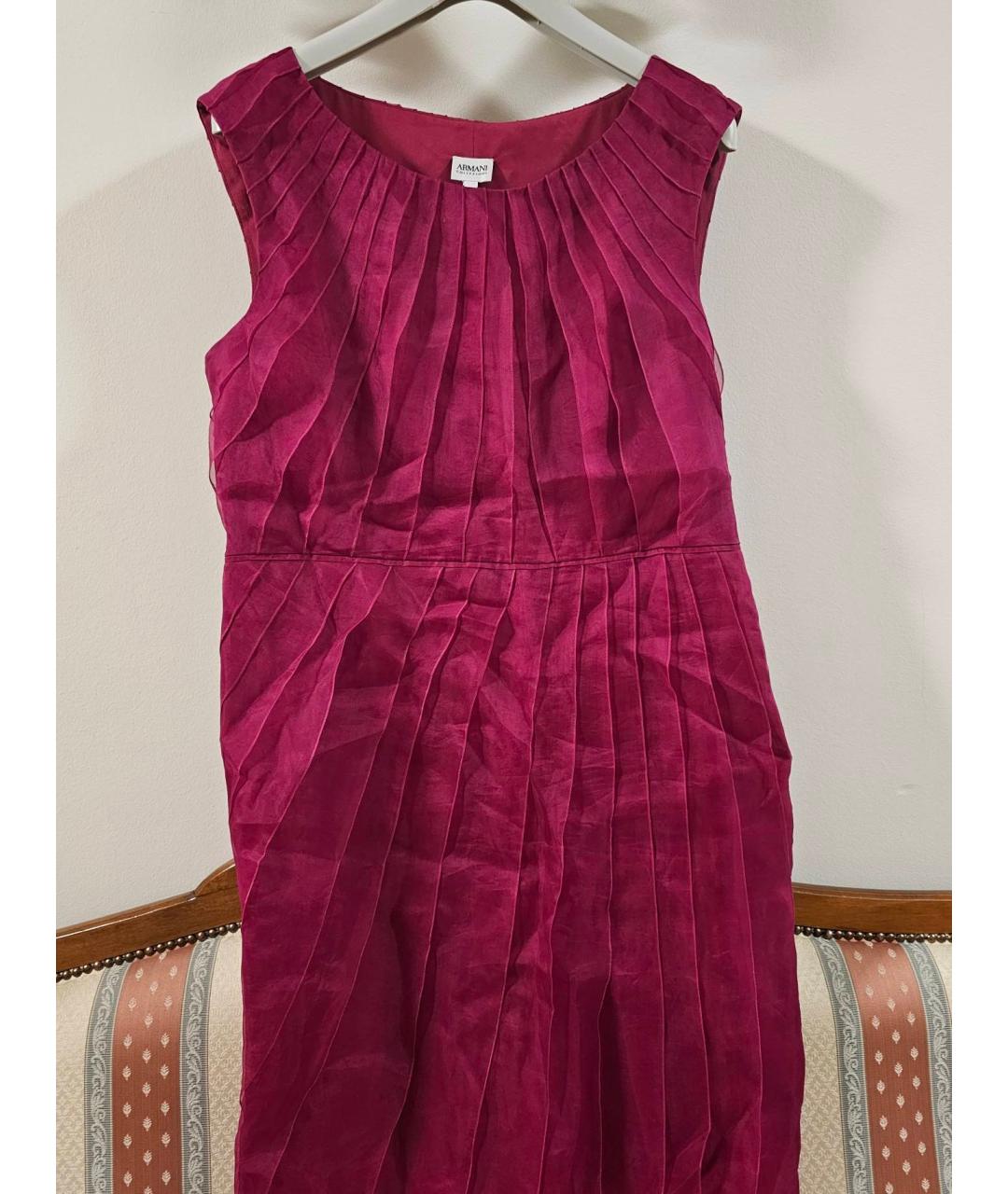 ARMANI COLLEZIONI Фуксия шелковое коктейльное платье, фото 5