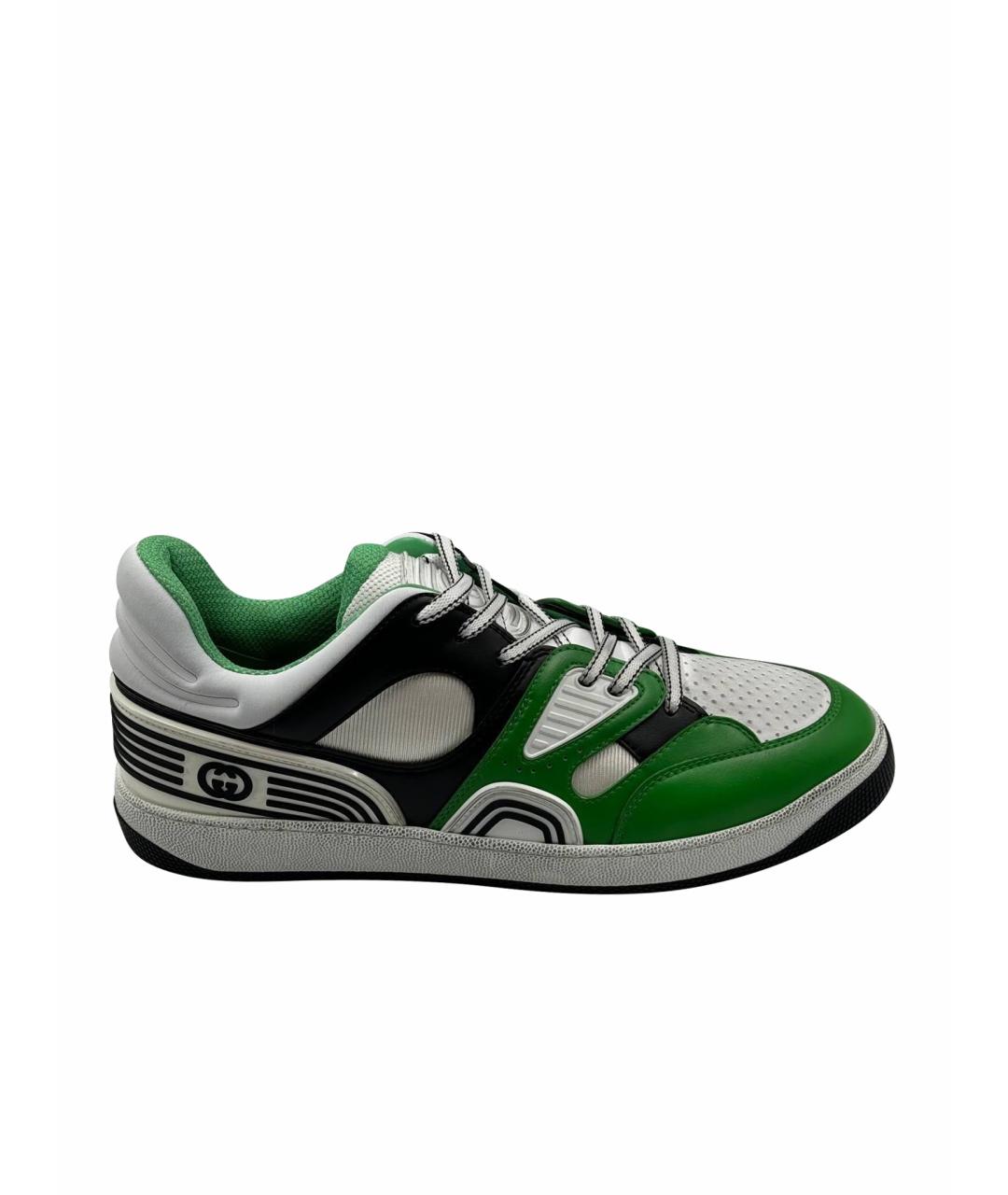 GUCCI Зеленые кожаные низкие кроссовки / кеды, фото 1