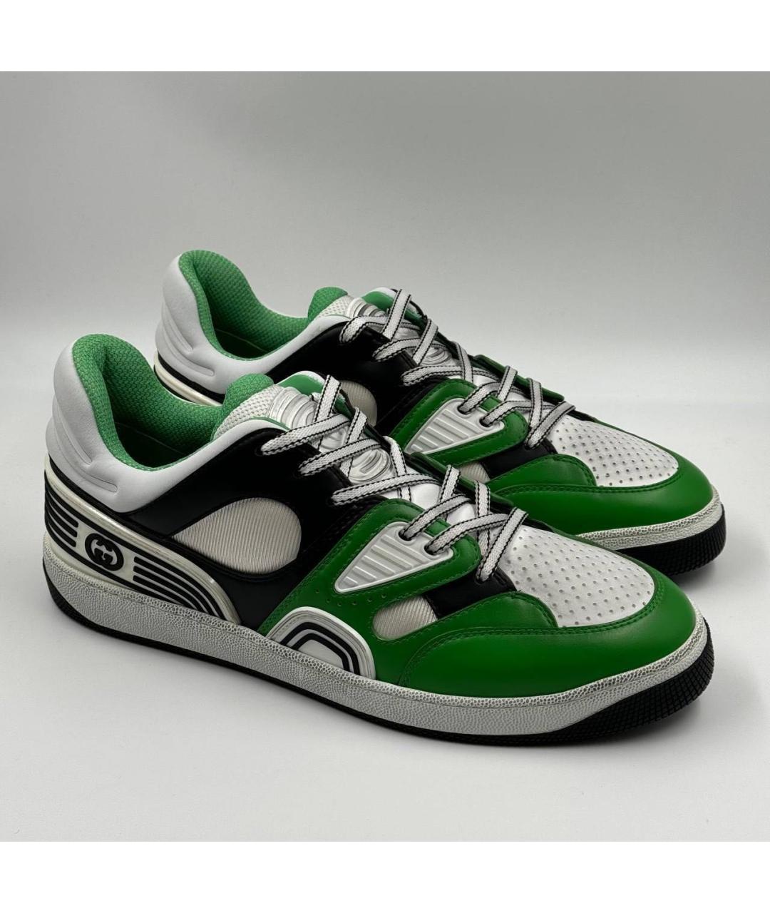 GUCCI Зеленые кожаные низкие кроссовки / кеды, фото 2