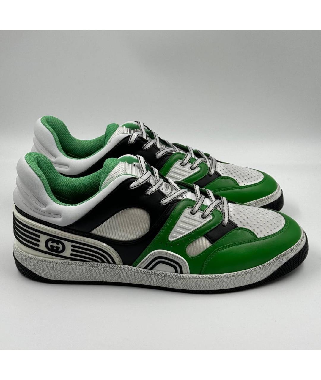 GUCCI Зеленые кожаные низкие кроссовки / кеды, фото 5
