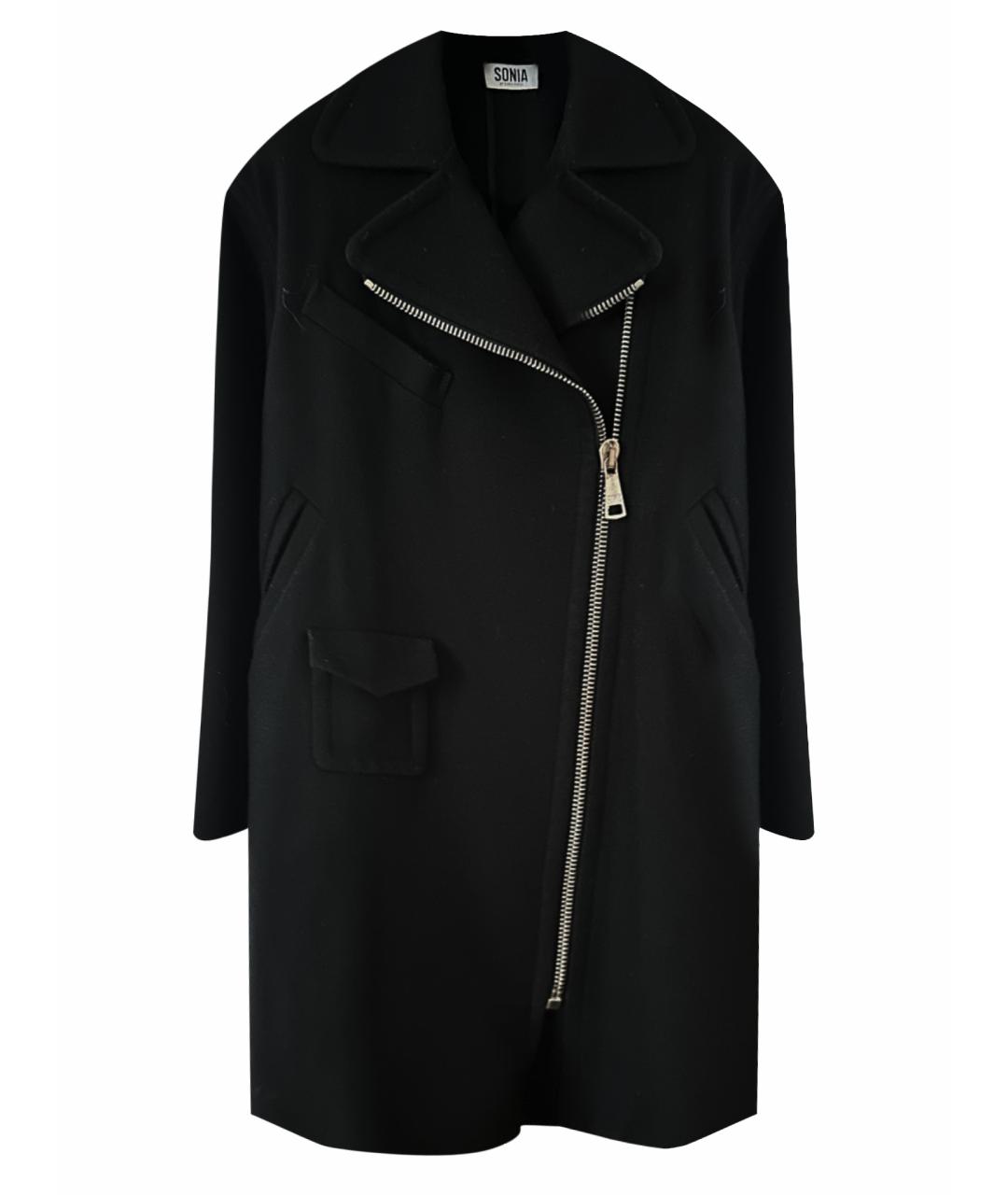 SONIA BY SONIA RYKIEL Черное шерстяное пальто, фото 1