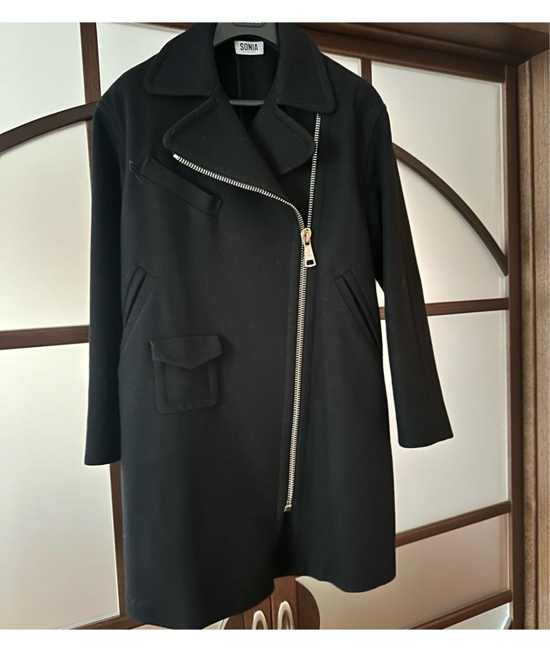 SONIA BY SONIA RYKIEL Черное шерстяное пальто, фото 9