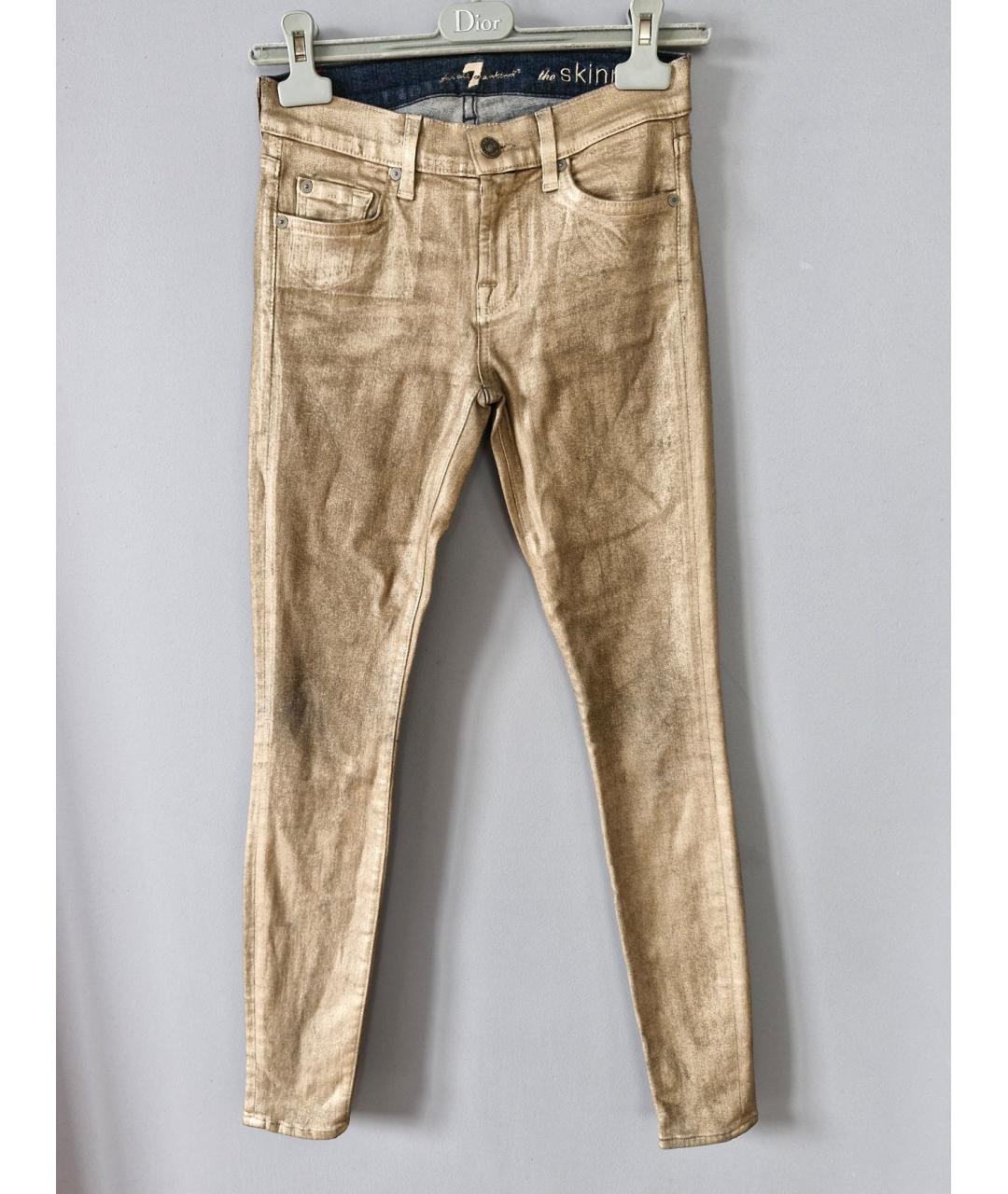 7 FOR ALL MANKIND Бежевые хлопковые прямые джинсы, фото 6