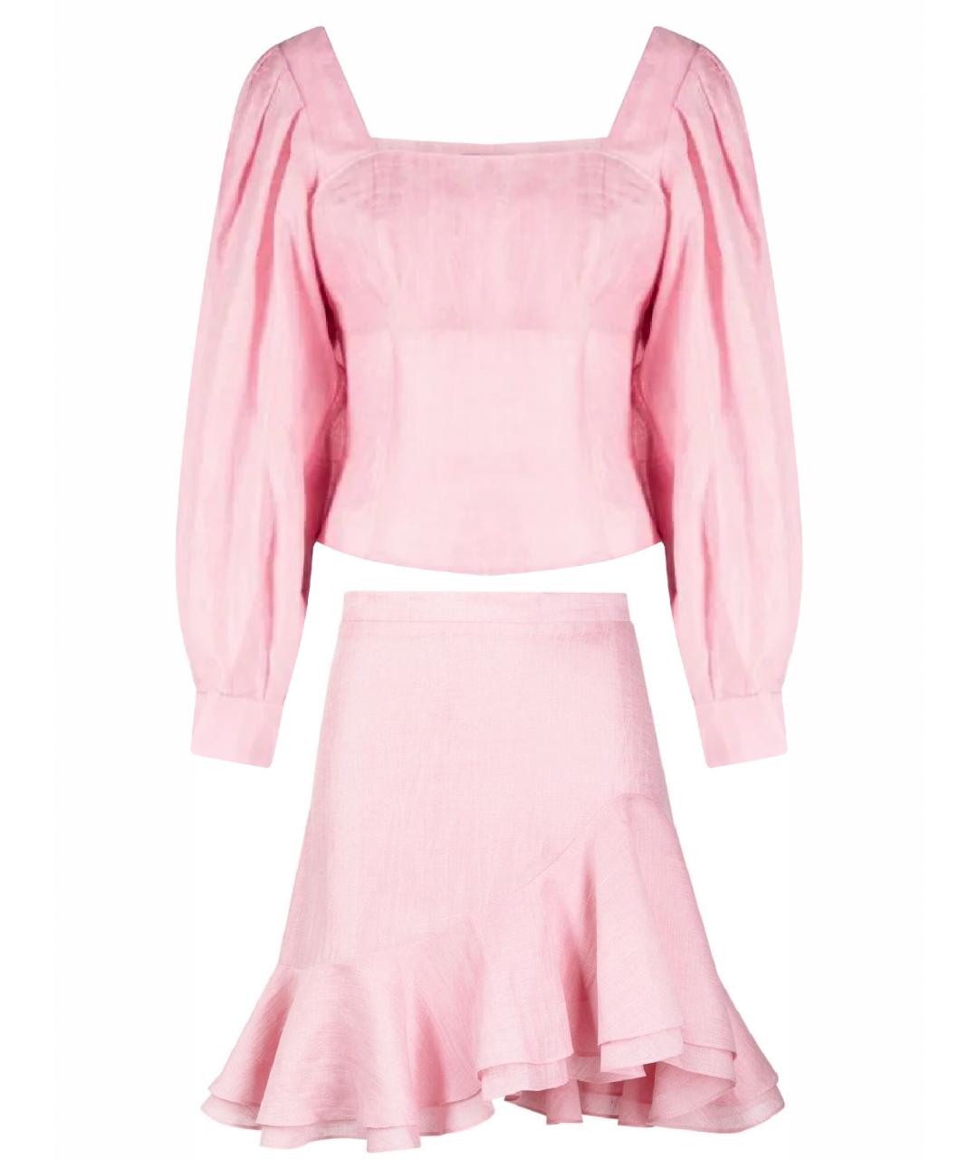 SANDRO Розовый шелковый костюм с юбками, фото 1