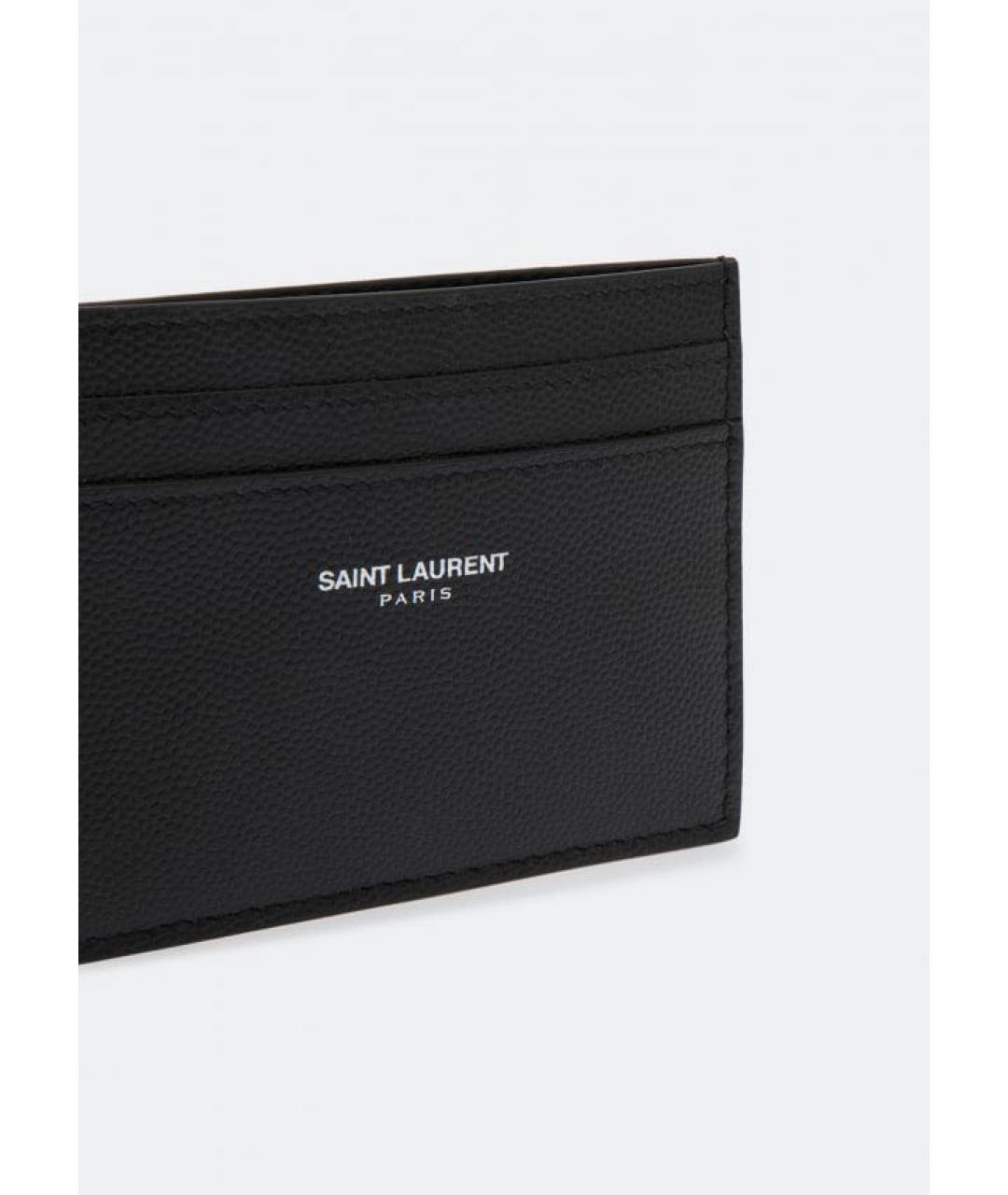 SAINT LAURENT Черный кожаный кардхолдер, фото 2