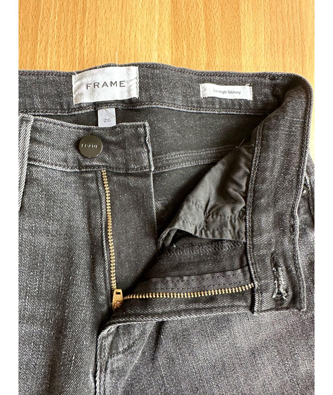 FRAME Антрацитовые хлопко-эластановые джинсы слим, фото 3