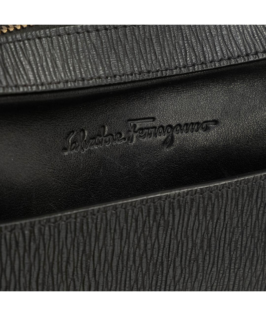 SALVATORE FERRAGAMO Черная кожаная сумка на плечо, фото 5