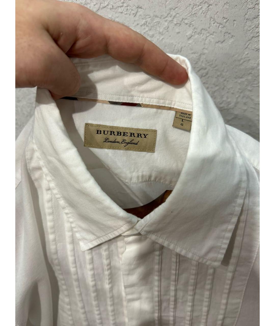 BURBERRY Белая хлопковая классическая рубашка, фото 7
