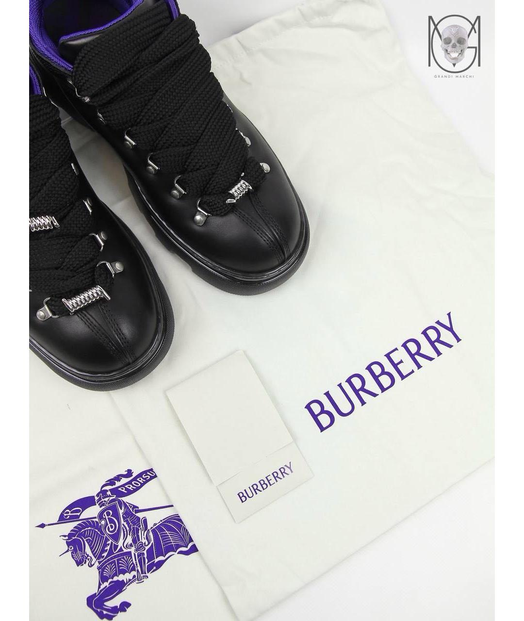 BURBERRY Черные кожаные низкие ботинки, фото 2